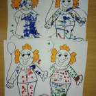 На занятиях кружка "Цветные фантазии" (педагог Воротникова М.А.), рисование ватными палочками "Клоун в цирке"  аппликация "Клоун", младшая группа "Смешарики"